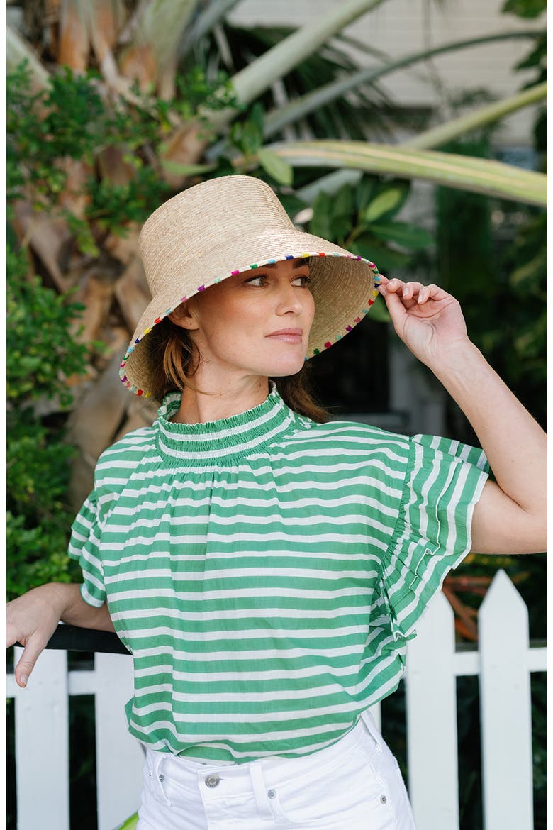Roselia Palm Straw Bucket Hat, Alternate, color, MULTI STRIPE