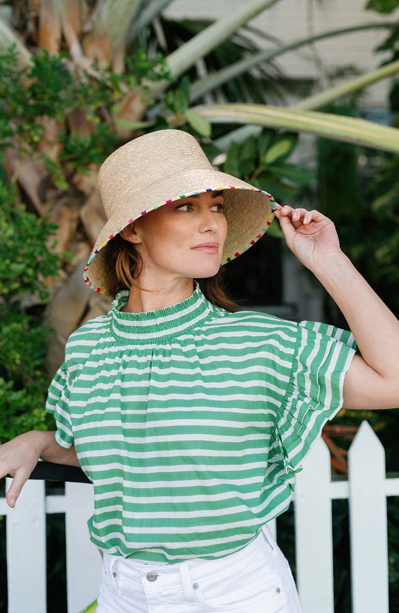 Sunshine Tienda Roselia Palm Straw Bucket Hat, Alternate, color, Multi