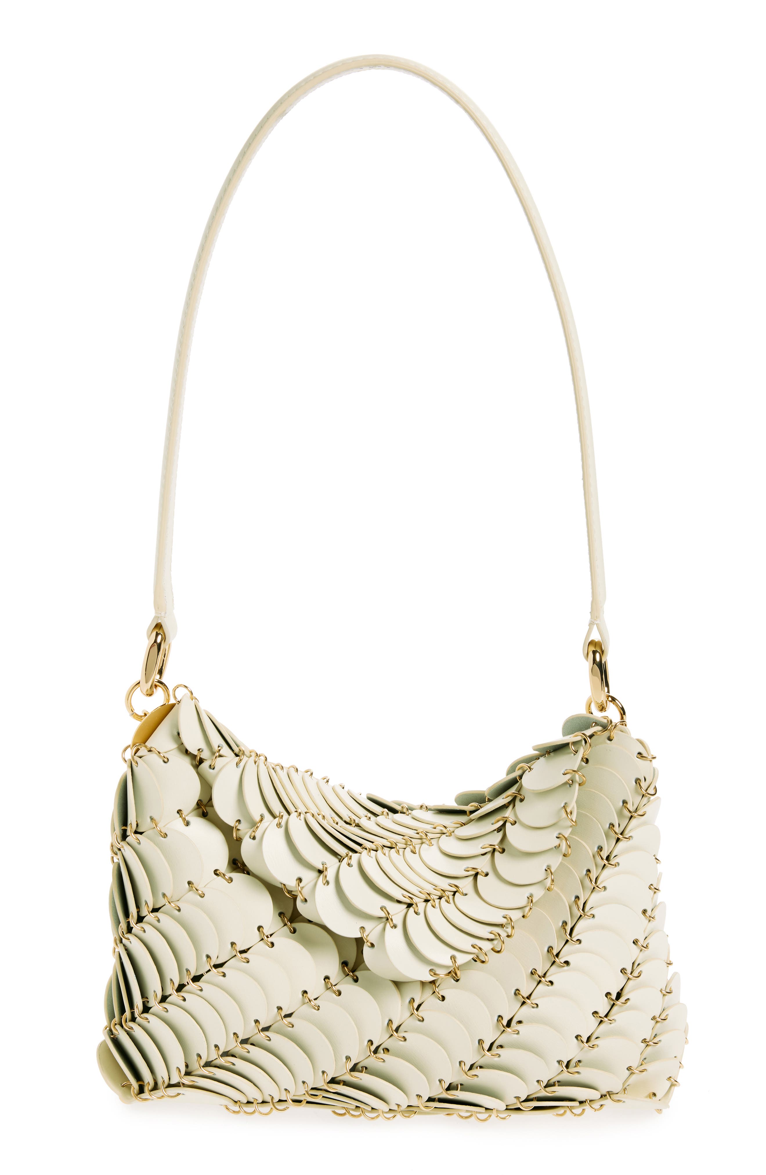 Rabanne Sac Leather Hobo Bag, Main, color, Cream / Gold