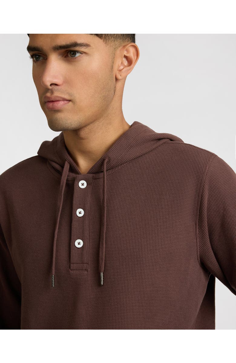 Onia Heavyweight Cotton Waffle Hoodie, Alternate, color, Java