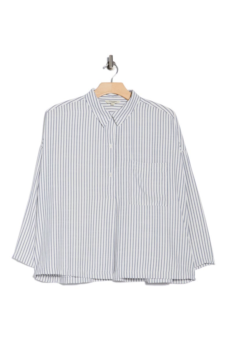 Stripe Button-Up Shirt, Alternate, color, OFF WHITE / INDIGO STRIPE