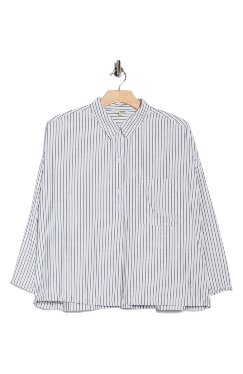 MAX STUDIO Stripe Button-Up Shirt, Main, color, Off White / Indigo Stripe
