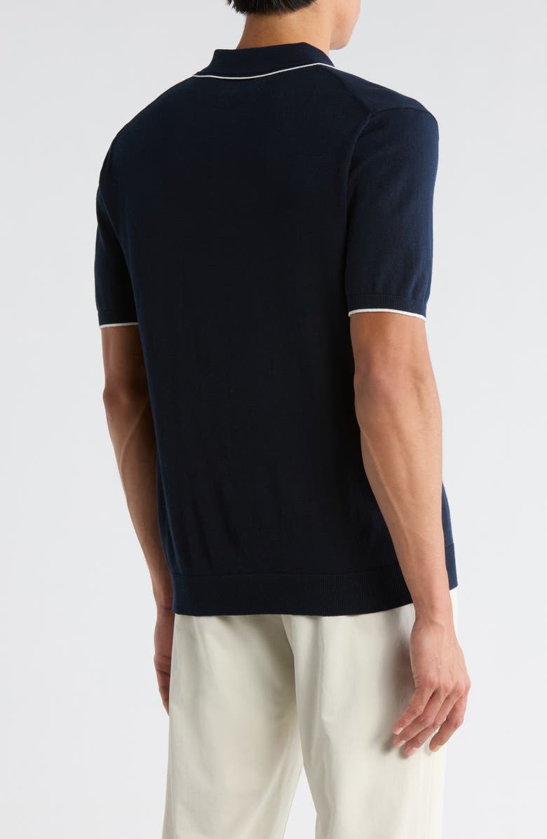 DENIM AND FLOWER Tipped Knit Polo, Alternate, color, Navy
