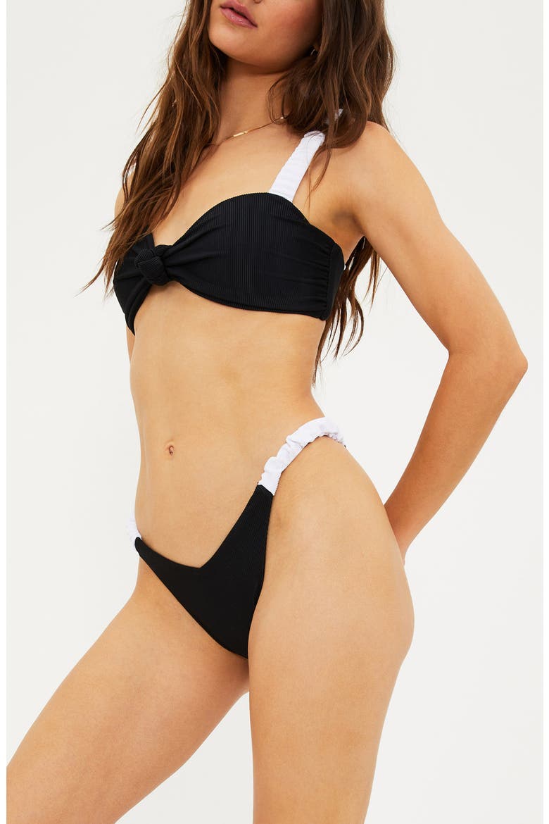 Sariah Knot Bikini Top, Alternate, color, BLACK/ WHITE