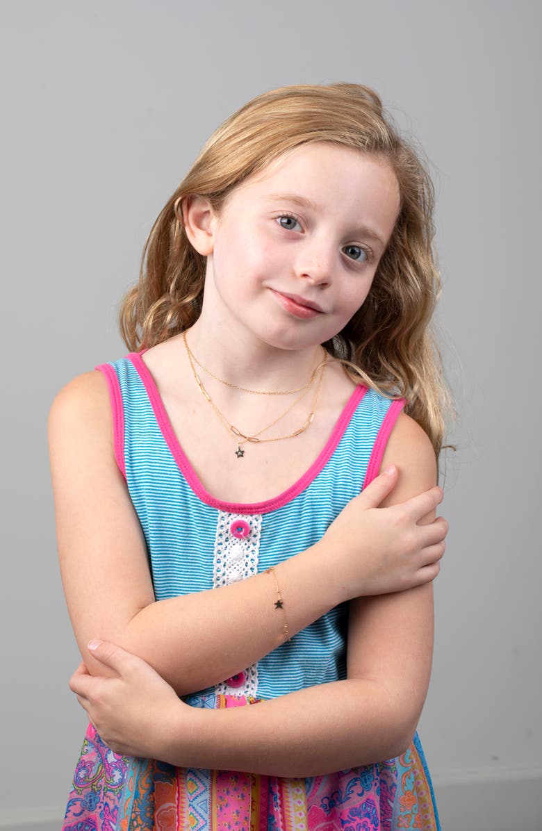 Bony Levy Kids' 14K Gold Star Initial Pendant Necklace, Alternate, color,