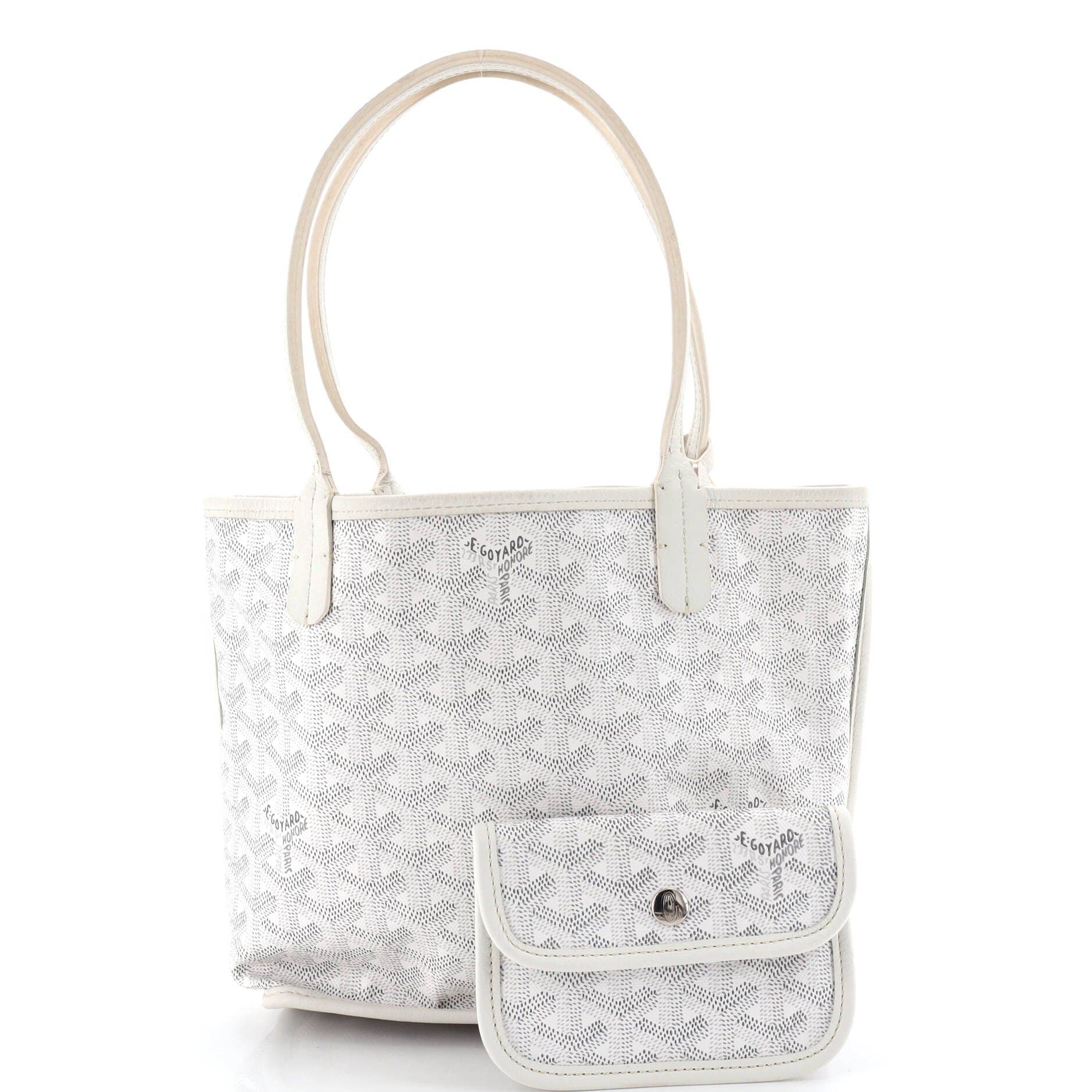 Pre-Owned Goyard Anjou Reversible Tote Coated Canvas Mini, Alternate, color, White