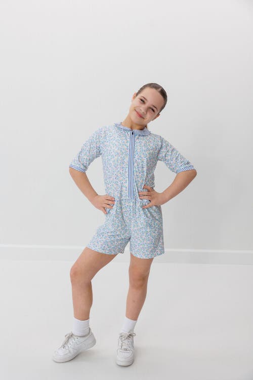 Courtside Kids Girls Floral Seersucker Romper In Floral/seersucker