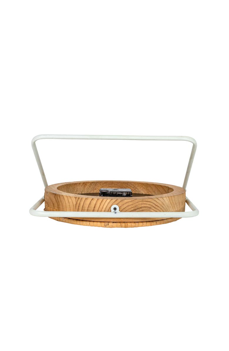 Foreside Home and Garden Tabletop Clock White Metal MDF & Rattan, Alternate, color, White