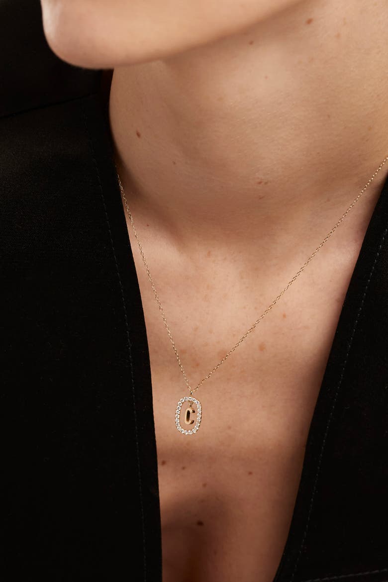 Diamonds And Gold Letter Necklace, Alternate, color, Letter C