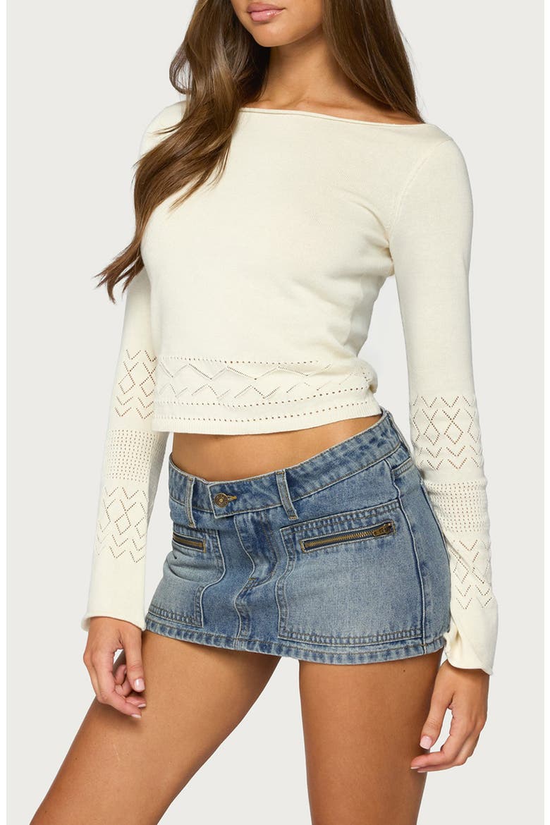 Maple Pointelle Knit Long Sleeve Top, Alternate, color, CREAM