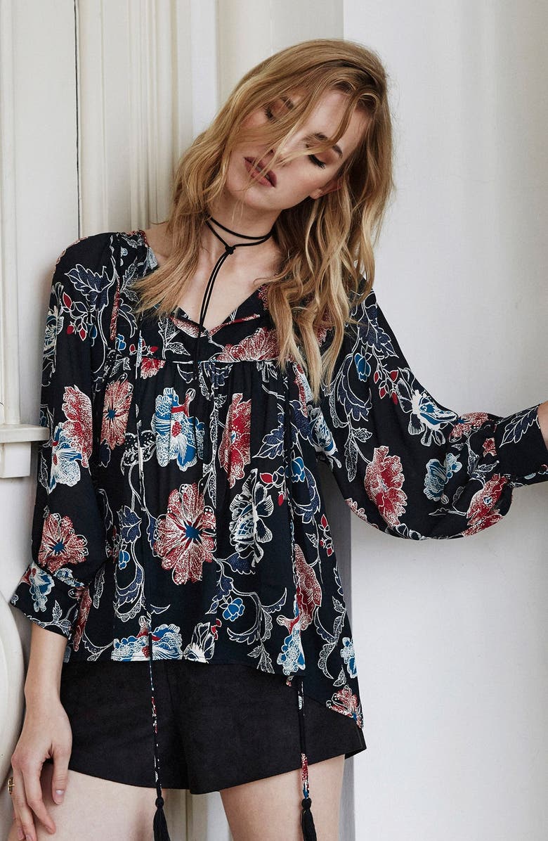 ASTR the Label ASTR 'Esther' Floral Print Peasant Blouse, Alternate, color,
