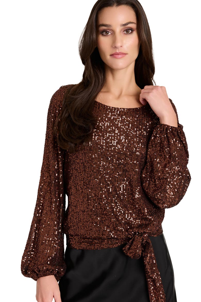 Sequin Top, Alternate, color, CHOCOLATE