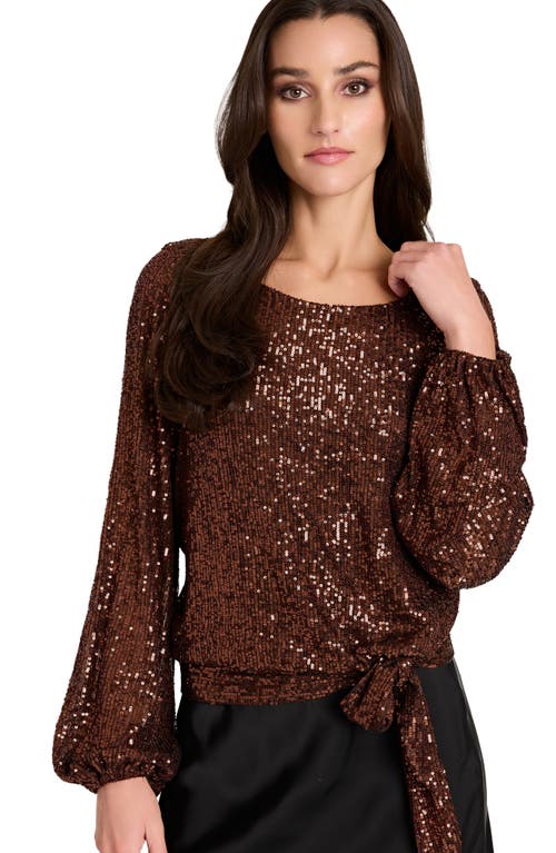 Tahari Asl Sequin Top In Brown