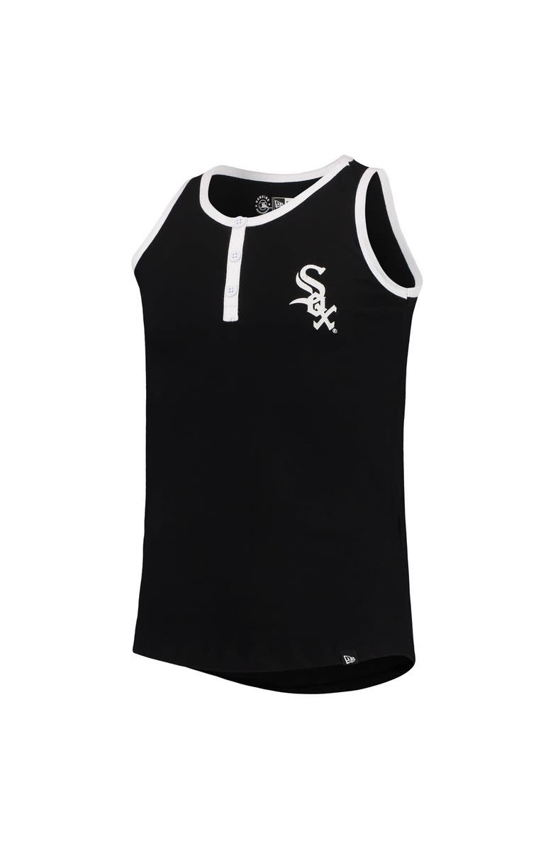New Era Girls Youth New Era Black Chicago White Sox Henley Tank Top, Alternate, color, Black