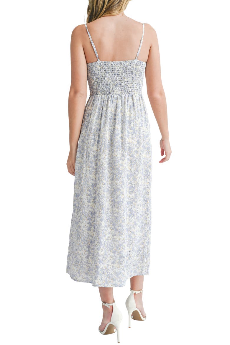 Eyelet Embroidery Midi Dress, Alternate, color, BLUE IVORY