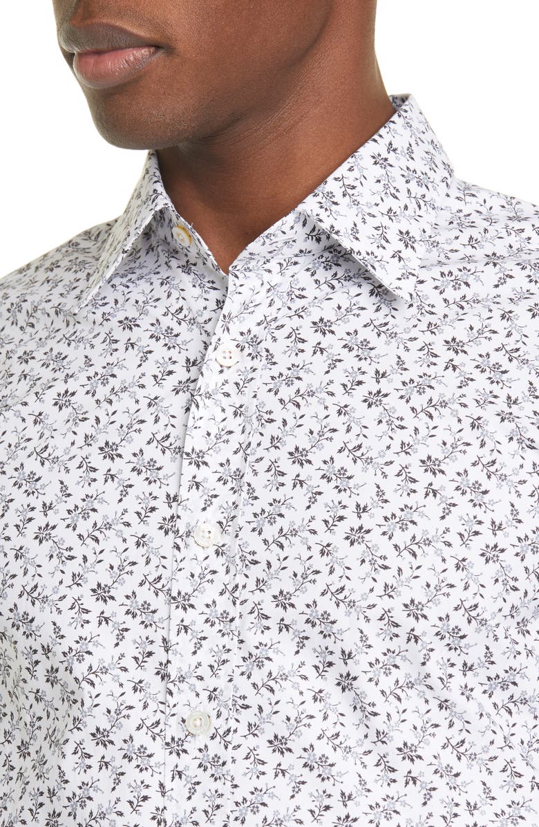 Canali Slim Fit Floral Dress Shirt, Alternate, color, 