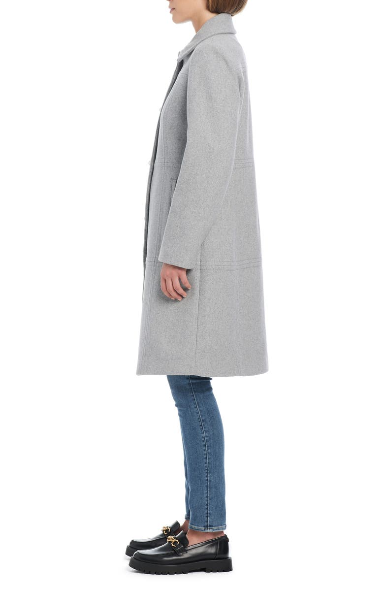 Kate Spade New York imitation pearl button wool blend coat, Alternate, color, Heather Grey