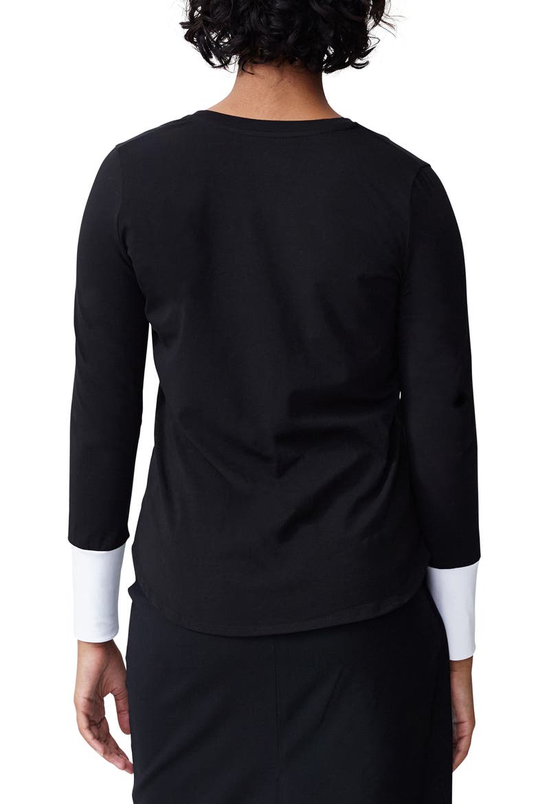 Rhine Colorblock Cuff Top, Alternate, color, BLACK/ WHITE