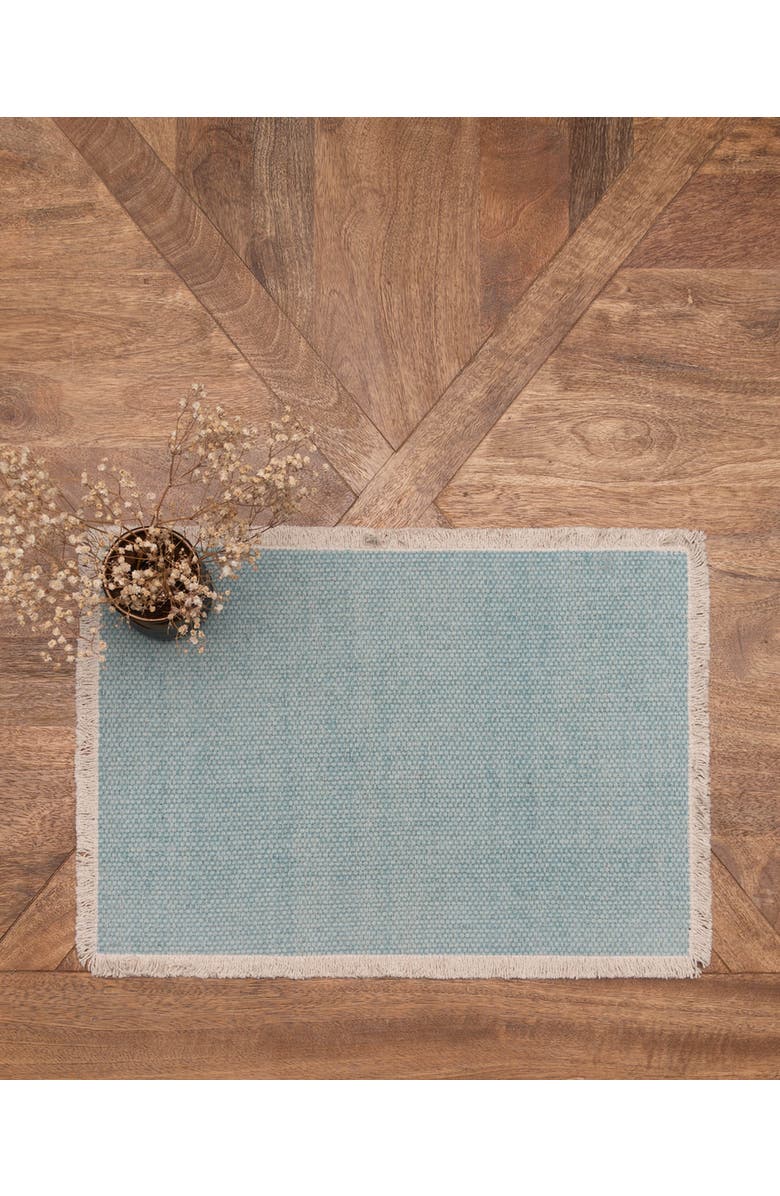 C&F Home Fringed Sea Glass Set of 6 Placemats 14" x 20", Alternate, color, Blue