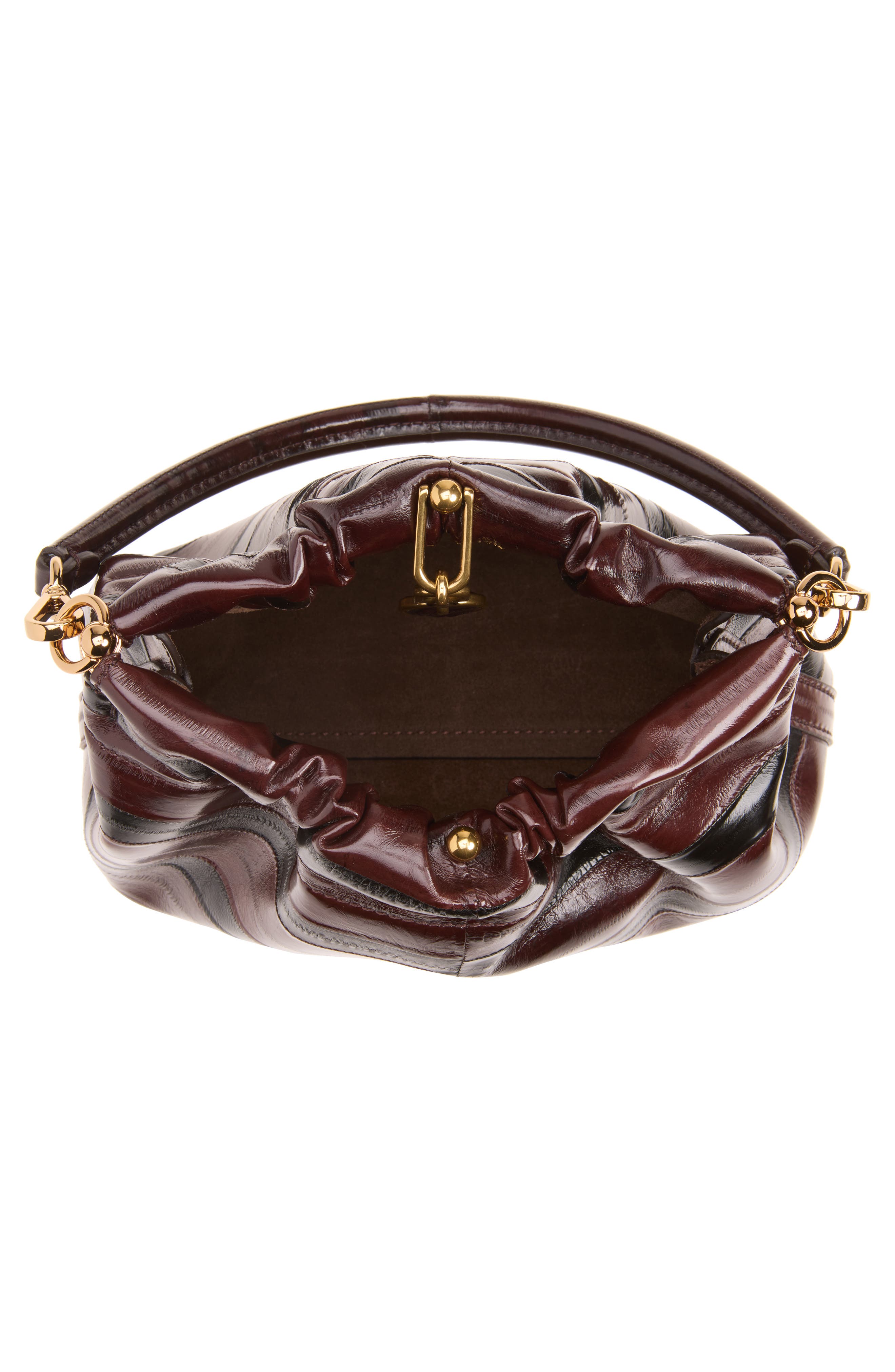 Small Vela Blossom Striped Leather Shoulder Bag, Alternate, color, BORDEAUX