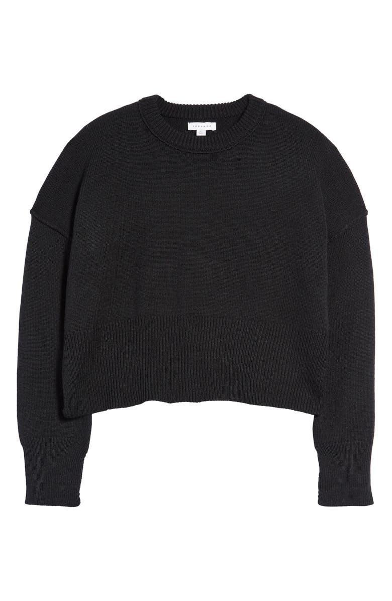 Topshop Notch Hem Crop Sweater, Alternate, color, 