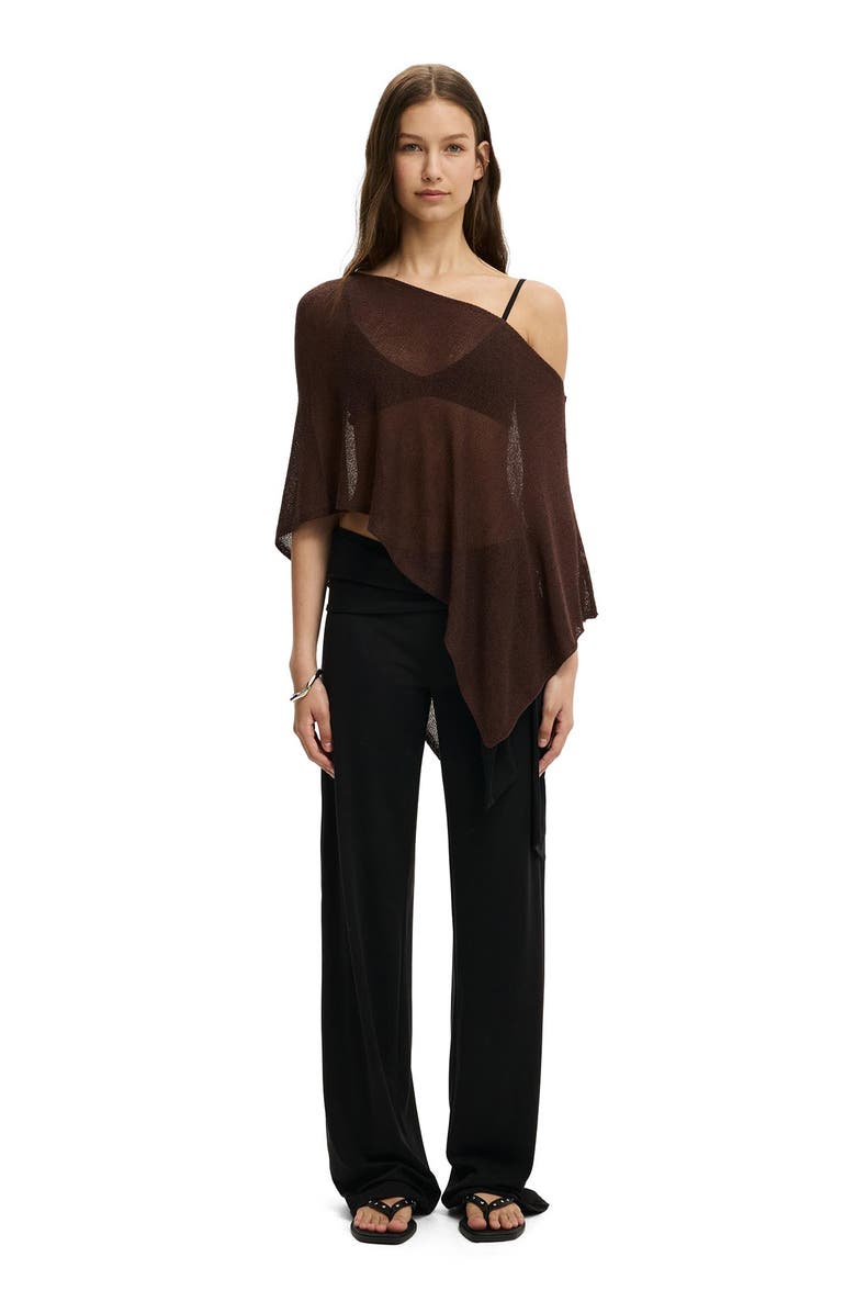 Cotton On Women's Sheer Knit Poncho, Alternate, color, Dark Oak