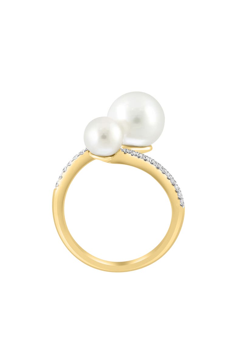 EFFY 14K Yellow Gold Diamond & Freshwater Pearl Crossover Ring - 0.19 ctw, Alternate, color, White