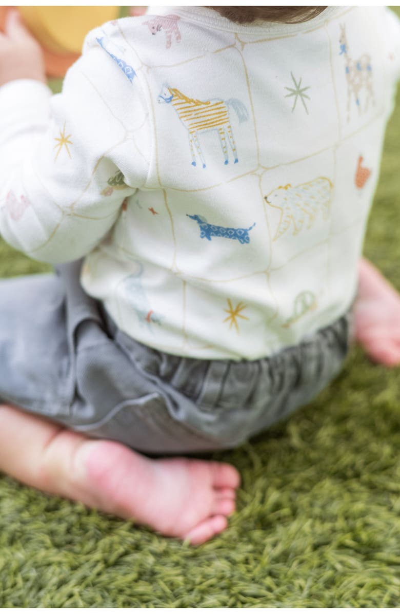 Pehr Henley Organic Cotton Bodysuit, Alternate, color, Animal Shuffle