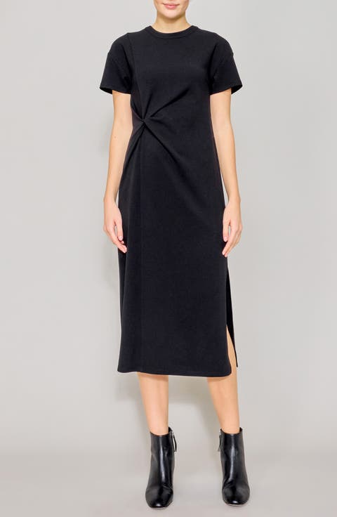 Side Twist Knit Midi Dress