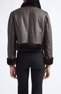 L'AGENCE Glacia Genuine Shearling Trim Leather Jacket