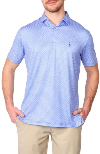 Tailorbyrd Mosaic Print Performance Polo In Blue