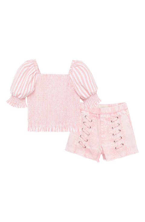 Habitual Kids Kids' Puff Sleeve Smocked Top & Shorts Set