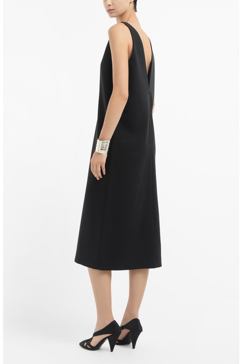 V-Neck Dress in Cotton, Alternate, color, Black