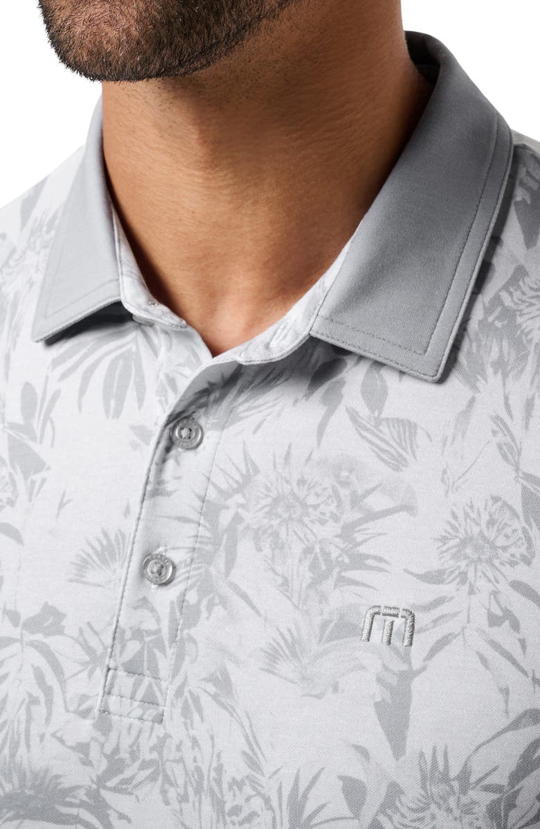 TravisMathew Featherweight Season Performance Floral Polo, Alternate, color, Heather Light Grey