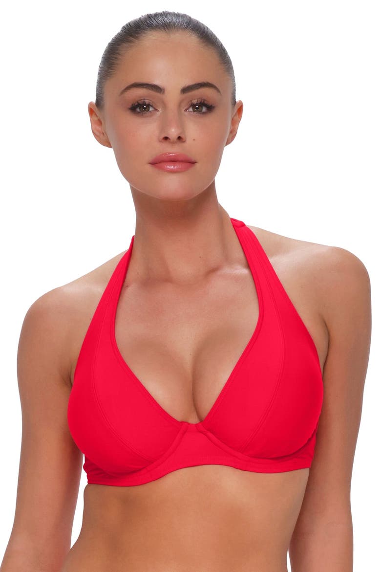 Muse Halter Bikini Swimsuit Top - F Cup, Alternate, color, GERANIUM
