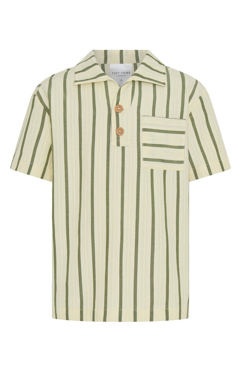 TINY TRIBE Kids' Stripe Polo, Main, color, Cream