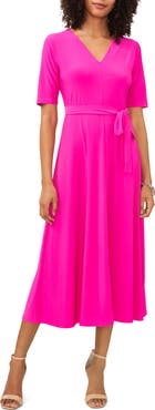 Chaus V-Neck Belted Midi Dress