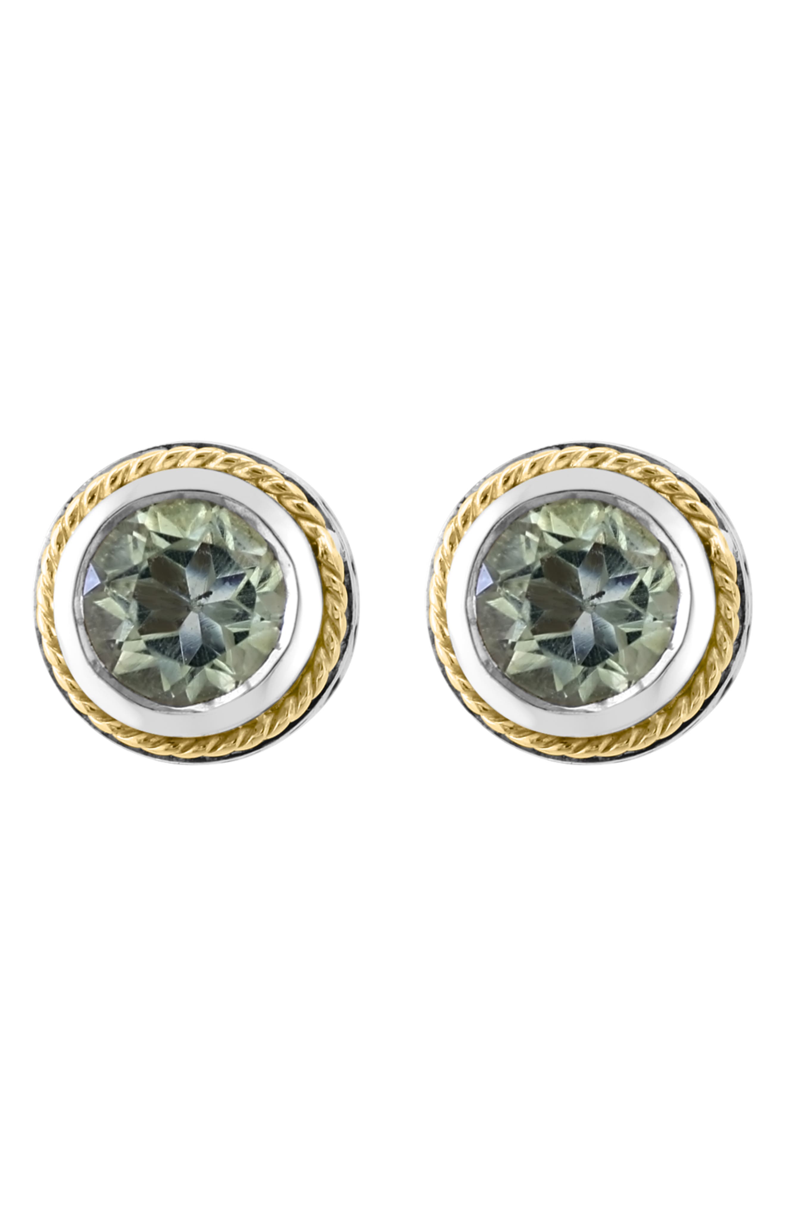 EFFY Two-Tone Green Quartz Stud Earrings