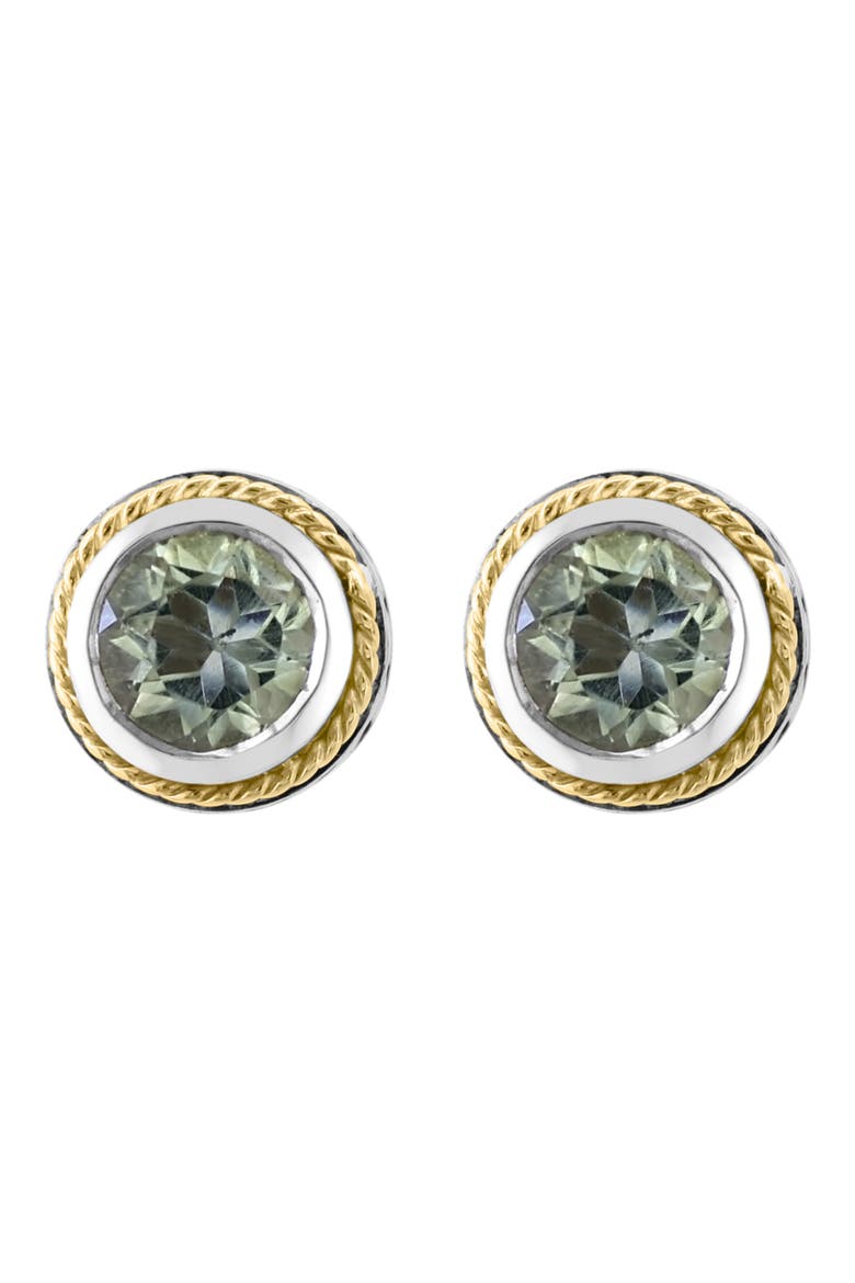 Two-Tone Green Quartz Stud Earrings, Main, color, GREEN