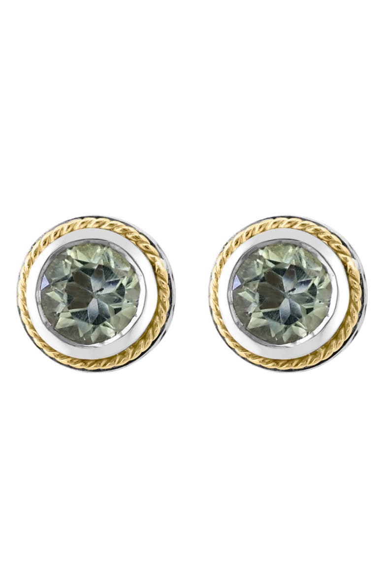 EFFY Two-Tone Green Quartz Stud Earrings, Main, color, Green