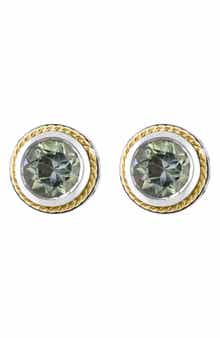 EFFY Two-Tone Green Quartz Stud Earrings