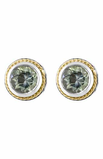 Two-Tone Green Quartz Stud Earrings
