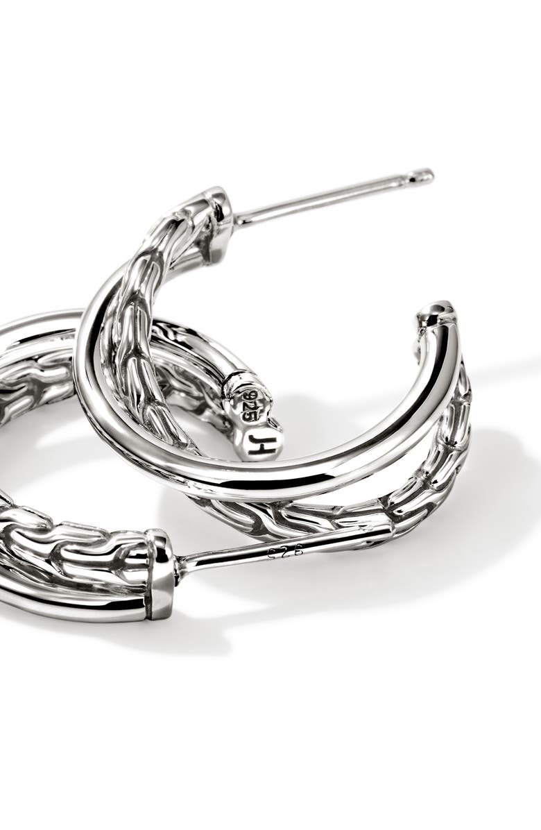 John Hardy JH Essentials Crossover Earrings, 20.5mm, Alternate, color, Silver