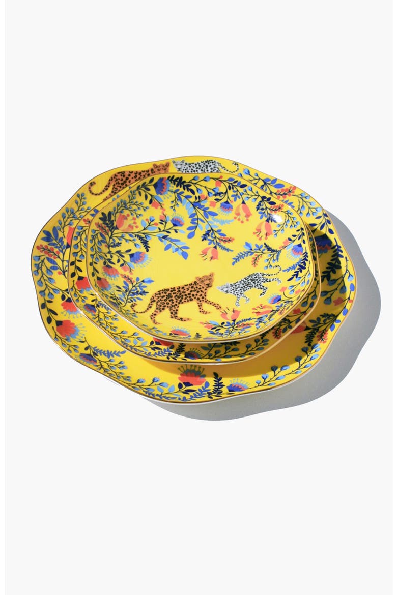 Amazon Rainforest Bone China Plates In Yellow, Set Of Three, Alternate, color, Yellow