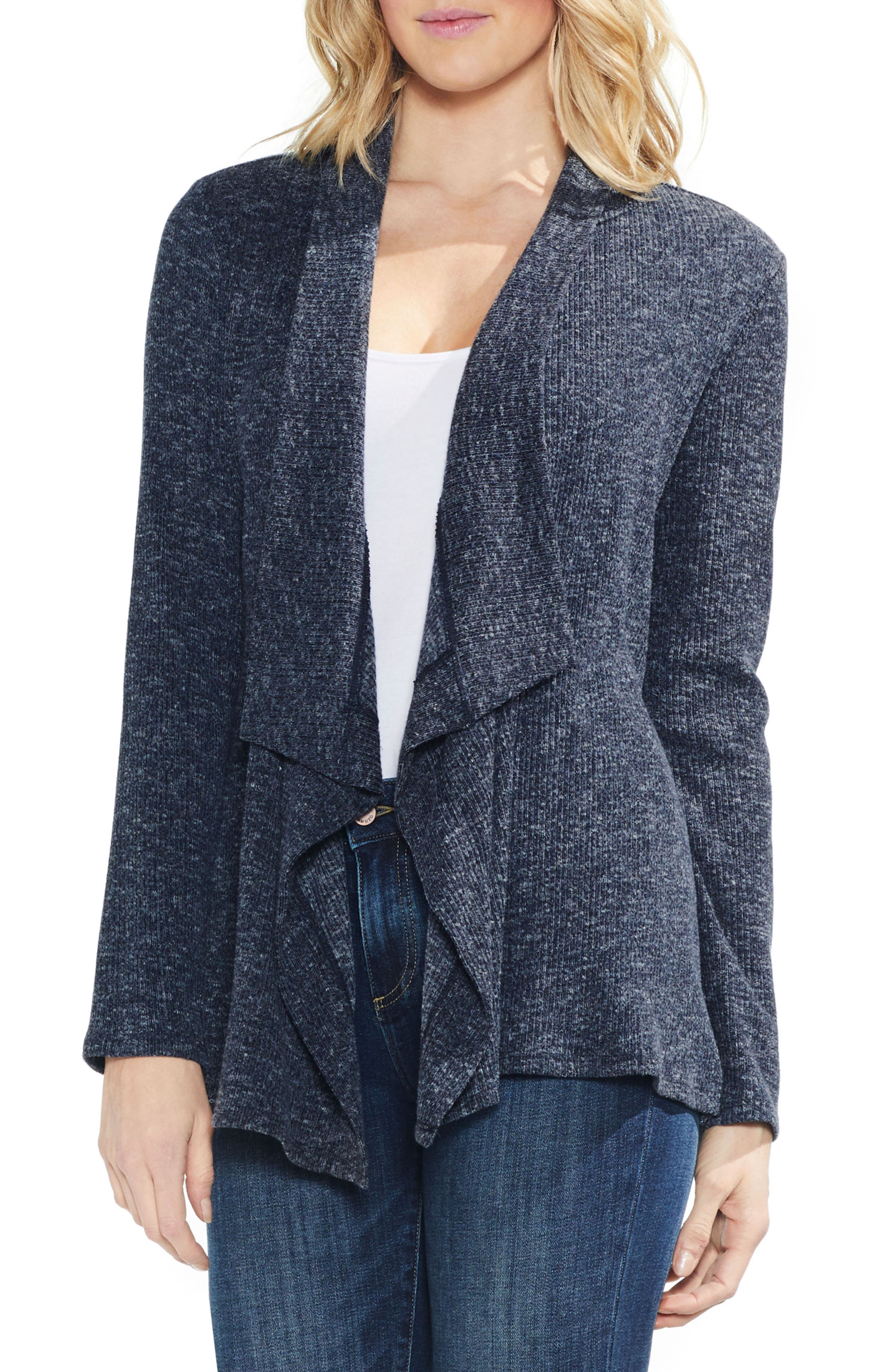 Vince Camuto Rib Knit Drape Cardigan (Women) | Nordstrom