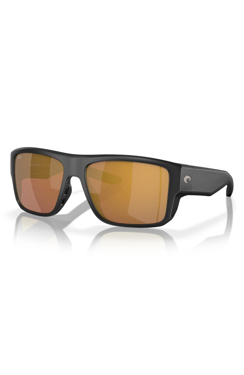 Costa Del Mar Taxman 59mm Polarized Square Sunglasses, Alternate, color, Matte Black/ Gold Mirror