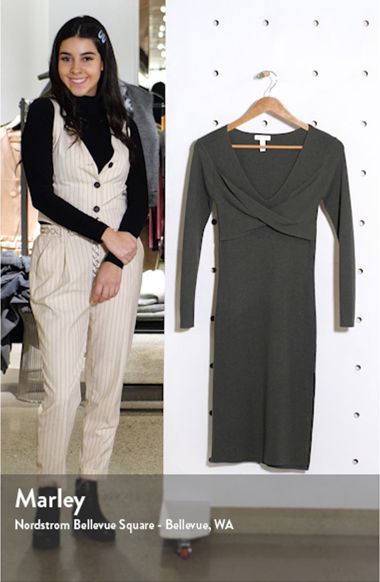 Twist Front Long Sleeve Sweater Dress, sales video thumbnail