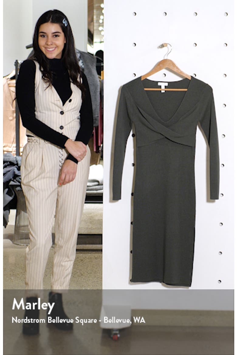 Twist Front Long Sleeve Sweater Dress video