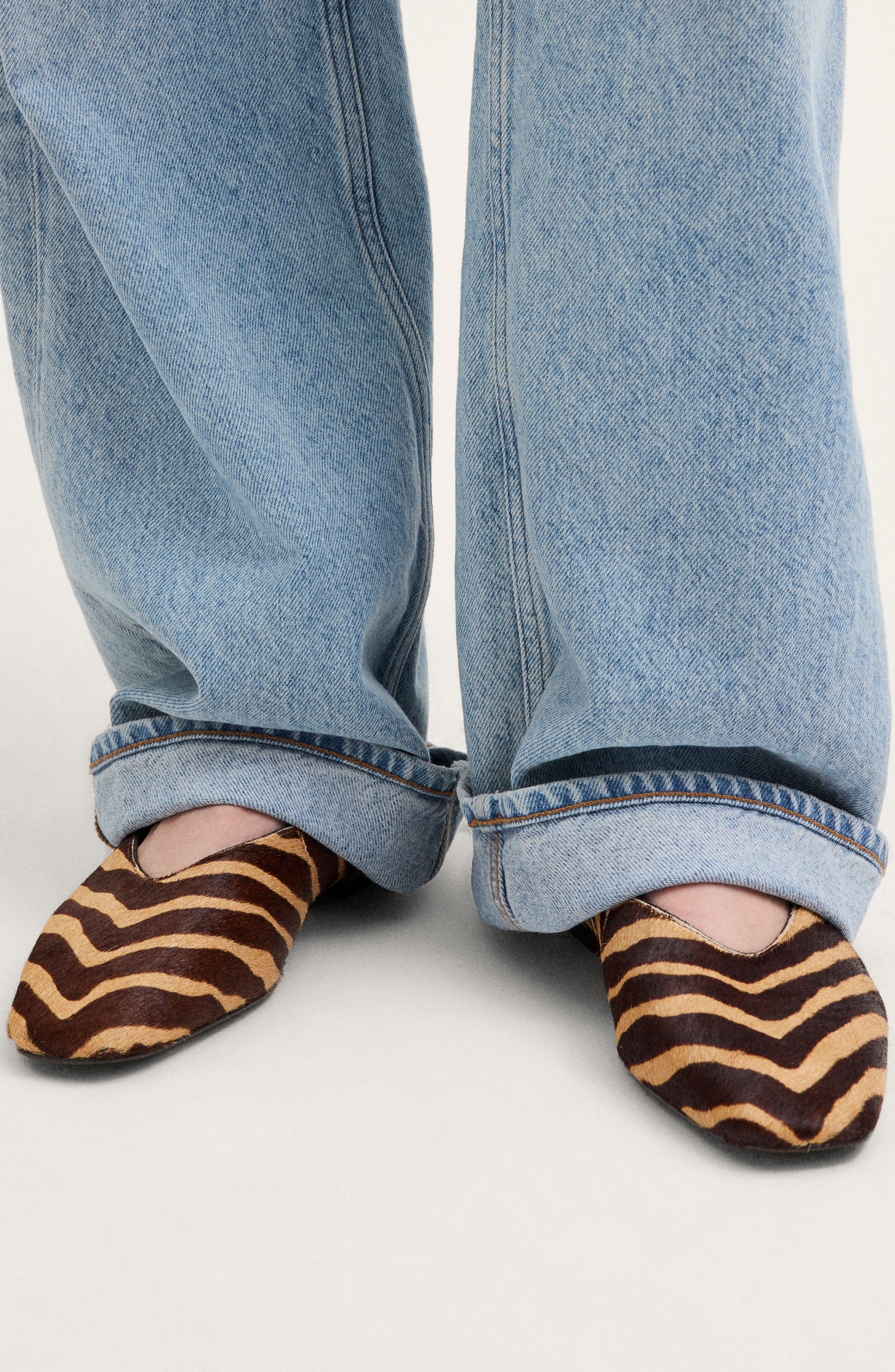 The Mylie Genuine Calf Hair Glove Flat, Alternate, color, LIGHT CHEVRON HAIRCALF MULTI