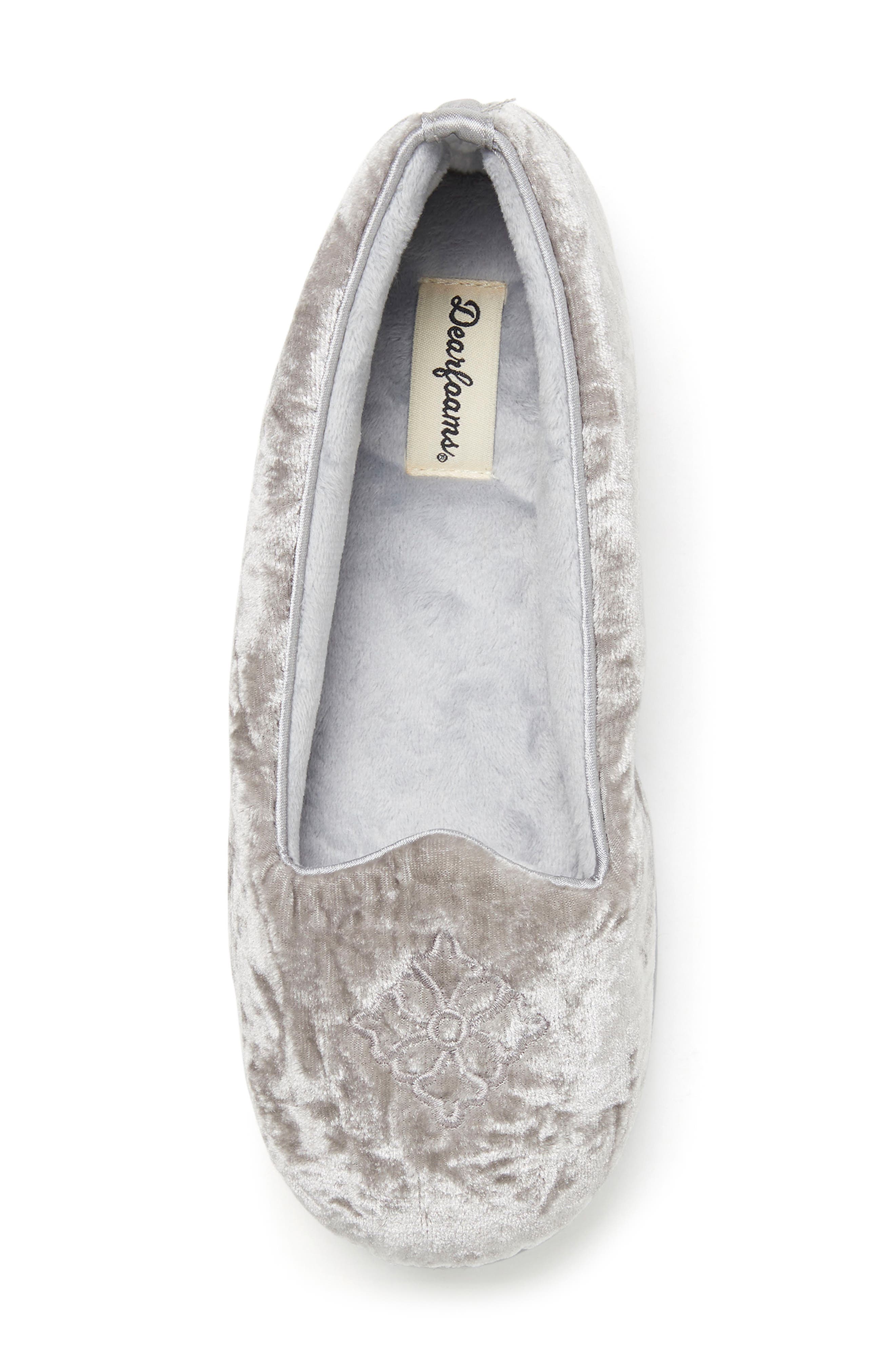 DEARFOAMS Rebecca Velour Slipper, Alternate, color, Sleet